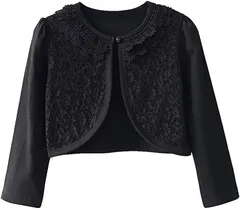 B-talk(ビートーク) キッズ ボレロ 長袖 フォーマル きれいめ レース 女の子 子供服 ブラック ベーシックレース( ブラック ( ベーシックレース ),  160)