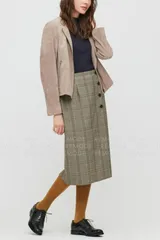 UNIQLO｜グレンチェックサイドボタンラップスカート