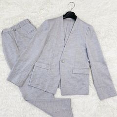 美品✨【ROPE PICNIC】ロペピクニック　ノーラペルジャケット　パンツ　セットアップ　ノーカラー　ライトグレー　40サイズ(L相当)
