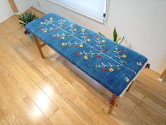 ペルシャ　ギャッベ　ミニランナー　ラグ　118x42cm　 青　ザクロの実　RJ15055
