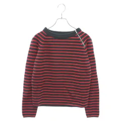 SAINT LAURENT PARIS (サンローランパリ) 15AW ショルダージップ ウールボーダーニット長袖セーター レッド/ブラック 386419のサムネイル