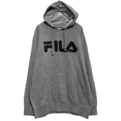 FILA ロゴスウェット パーカー L グレー フィラ スポーツ プルオーバー 裏起毛 カンガルーポケット 古着卸 アメリカ仕入 a701-6116のサムネイル