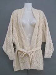 ■ ◎ FREAK'S STORE ケーブル編み 長袖 ガウン カーディガン サイズ155-160 M S 9 10 アイボリー系 レディース  【1206170003424】