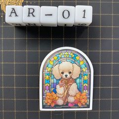 방수 스티커 토이푸들 스테인드 글라스풍 개 AR-1
