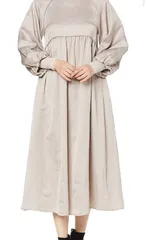 【送料無料】【在庫薄】１点限り　ミラオーウェン テレコインナー付きボリューム袖ワンピ  レディース BEG 0号