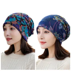 [Electric Circus] ニットキャップ 帽子 2枚組 医療用帽子 キャップ ネックウォーマー ケア帽子 ワッチキャップ ニット帽 レディース (B) かっこいい かわいい おしゃれ 人気 大人 女性 プレゼント ぼう [B] [Free Size]