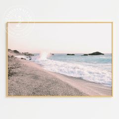 アートポスター 穏やかな浜辺 パステルカラー 海辺の風景 リゾート インテリア 6096