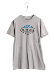 【お得なクーポン配布中!】 パタゴニア プリント 半袖 Tシャツ メンズ L 17年製 アウトドア フィッツロイ クレスト グラフィック オーガニック コットン スリム グレー