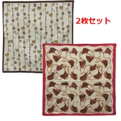 セリーヌ CELINE ハンカチ 2枚セット トリオンフ 総柄 ベージュ ブラウン 茶 レッド 赤 