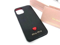 ■美品■ miumiu ミュウミュウ マドラスラブ レザー ス iPhone12 MINI 対応 アイフォンケース スマホケース ブラック系 FA1266
