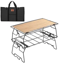 MOON) キャンプ ラック スタッキングラック キャンピングムーン(CAMPING ウッド アイアン テーブル ブラック T-238PSのサムネイル