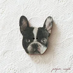 アトリエ ボヌール ドゥ ジュール フランス 製 木製ボタン フレンチブルドッグ 犬 ブルドッグ  手芸 雑貨 小物 アトリエボヌールドゥジュール ボタン  パタパタ民族