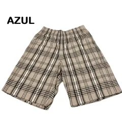 【AZUL by moussy/アズール バイ　マウジー】ハーフパンツ　ショートパンツ　チェック柄　ウエストゴム　ベージュ系　メンズ(中古)