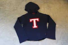 ☆TOMMY JEANS/トミージーンズ カレッジ スクール パーカー sizeS レディース ネイビー フーディー プルオーバー 古着 used☆