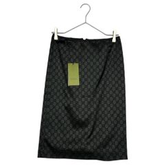 GUCCI(グッチ) 24SS GG printed duchess silk skirt GG プリント ダッチェス シルク スカート 764899 XS ブラック ストレッチ タイト ロゴ