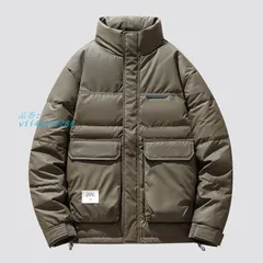 メンズ ダウンジャケット 光沢 立体的ポケット PUレザー 大きい ブルゾン ミリタアウトドアカジュアル 防寒 冬服 冬服 防風 ワンポイント おしゃれ vii4w192286