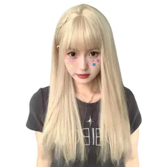 ORSUNCER ウィッグ 金髪 ロング ストレート フルウィッグ 自然 かつら 人気 おしゃれ 耐熱 派手髪 ゴールド アウトレット