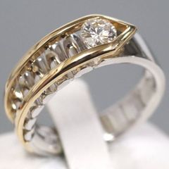 Pt900オレンジサファイアダイヤモンドリング S0.682 D0.31 9.2g #10.5  