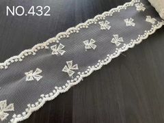 リボン柄　オーガンジー刺繍リボン　トーションレース　チュール
