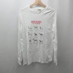 ◇ ⊇ GLOSTER グロスター 犬柄 長袖 ロングTシャツ サイズM ホワイト メンズ E  【1505290044738】のサムネイル