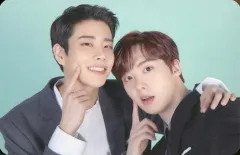 【中古】コレクションカード(男性) ASTRO/MJ・ユン・サンハ(Yoon San Ha)/横型・背景水色/「2021 ASTRO JAPAN ONLINE FANMEETING - All Yours -」トレーディングカード