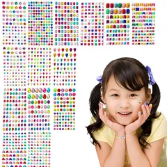 DFsucces ラインストーンステッカー 貼り紙 ジュエルステッカー 貼り付け可能 接着剤あり キラキラ カラフル シール 可愛い 多種多様 DIY用品 ハンドメイド アクセサリー (14枚セット) 1