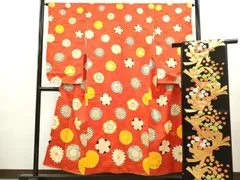 平和屋着物∵女の子　十三参り　子供　祝着・袋帯セット　舞花文　金彩　CAAR6590ze