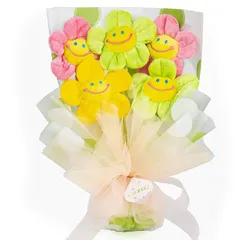 LOZIZI スマイルフラワー 韓国 ぬいぐるみ花束 ブーケ 枯れない花 花 フラワーブーケ 造花 贈り物 ギフト お見舞い プレゼント 誕生日 記念日 母の日 女性 彼女 友達 お祝い メッセージカード付き (Green) 1