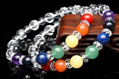 【七難即滅 七福即生】招福厄除け7色x水晶 チャクラブレス(水晶さざれ50g付)　当店オリジナルブレス パワーストーン 天然石 _A1059