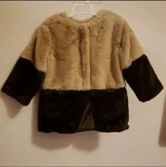 80㎝ フェイクファーコート ベージュ 茶 ポケット付 新品 コムサイズム