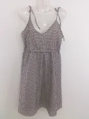 ◇ apres jour アプレジュール チェック キャミソール ミニ ワンピース サイズXL ブラウン ホワイト レディース P  【中古】 【1212140003257】