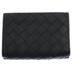 BOTTEGA VENETA (ボッテガヴェネタ) イントレチャート 二つ折り財布 コンパクトウォレット レザー ブラック