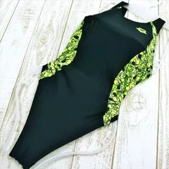 SE2-X08☆arenaアリーナ競泳水着 M 黒 蛍光 黄色 オープンバック スタイリッシュ レディース 練習用水着 フィットネスジムプール ワンピース■