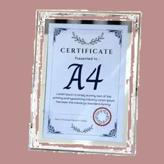 【特価セール】ガラス製 A4 額縁 透明 フォトフレーム シルバー 写真立て 賞状 おしゃれ 縦横両用 (タイプC)