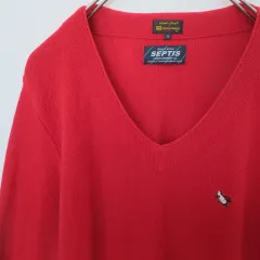 マンシングウェア Munsingwear × SEPTIS 別注 Vネック ニット セーター ロゴ刺繍 w903671ssのサムネイル