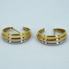 K18YG リングピアス ツインカラー フープピアス 中空ピアス ツイスト 
