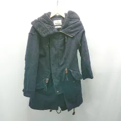 ◇ MIN RNA ファー付き フロントファスナー 両サイドポケット 長袖 コート 表記なし ネイビー レディース E  【1308290014332】