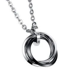 [Baney] 2連 リング  指輪 恋人 カップル ネックレス メンズ ブラック