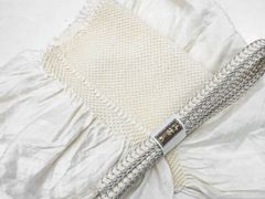 【京松】リサイクル着物 和装小物 帯締め帯揚げセット 礼装用 角組 中抜き絞り 銀糸 帯締 帯揚 kyo7w07-783