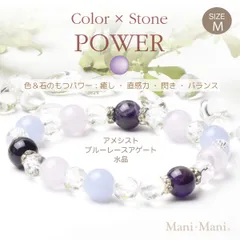 【Mani・Mani】OUTLET《パープル》天然石ハッピーカラーストーンブレスレット  (【パープル/M】水晶 (クォーツ)、アメシスト他)