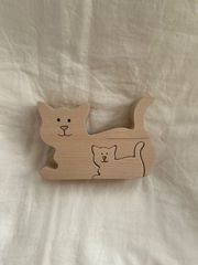 パズルねこ　木製　インテリア雑貨