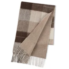 [Elensia] エレンシア ウール カシミヤ ブレンド リバーシブル マフラー レディース メンズ 洗える UVカット98%以上 チェック 30×186cm 160g ブラウン プレゼント [ブラウン]