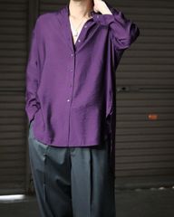 band collar toromi l/s shirt purple バンドカラー とろみ 長袖シャツ 紫 パープル 80年代 90年代