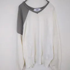 美品　アズール　ニットトップス　レディースXL相当　フリーサイズ　白　グレー