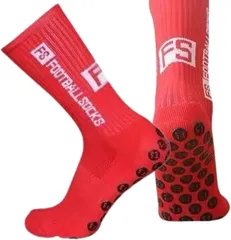 B-magasin 互換品サッカー ソックス グリップ スポーツ 靴下 滑らない ランニング ゴルフ アウトドア 作業 セット(赤1,  24.5-28.0 cm)