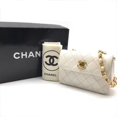 良品 CHANEL シャネル ココマーク ミニマトラッセ ラムスキン ターンロック チェーン ショルダー バッグ ホワイト ブランド 鞄 k6643