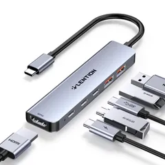 【人気商品】LENTION USB C ハブ 2*USB 3.2+2*USB 3.2(タイプc) 4K 60Hz 10Gbps HDMI 100W PD給電 6-in-1 USB Type-C 変換アダプタ スリム 電源 Mac CB-CE37 MacBook
