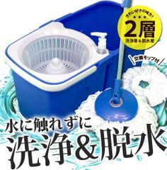 回転モップ モップ替え 2個付 トルネード スピンモップ 洗浄二槽式 脱水 バケツ 水切り 耐久性  XH702