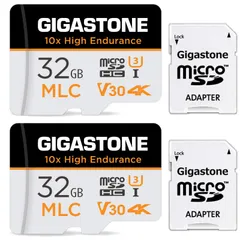 32GB MLC 2-Pack 【MLC 10x高耐久】Gigastone MLC マイクロsdカード 32GB 2個セット 高耐久, 4K UHD ビデオ撮影, 95MB/s V30 U3 Class10