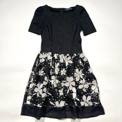 M'S GRACY 花柄ワンピース 40 リボン フレア シフォン 半袖 上品